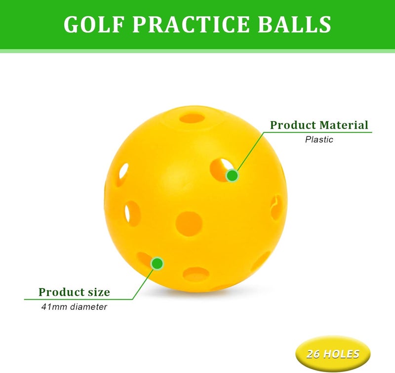 Bac-kitchen Plastic Golf Balls Practice Limited Flight Golf Training Ball Hollow Swing Practice Indoor Golf Balls with Mesh Drawstring Bag for Backyard Driving Range or Outdoor - Image 3